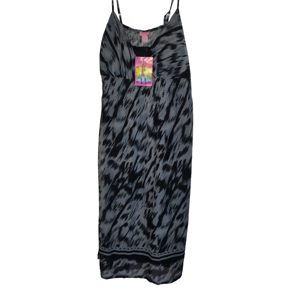 NWT She's Cool Maxi Dress PLUS Sz 3X. Black Gray Sheer Outer Lined Lightweight - Picture 1 of 16